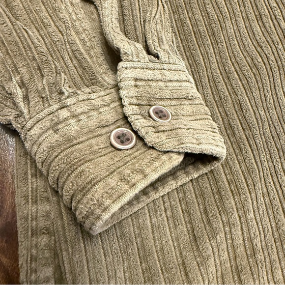JAB VTG 90s Wide-Wale Zip-up Corduroy Shacket Olive Color Size L 100% Cotton - Picture 2 of 16